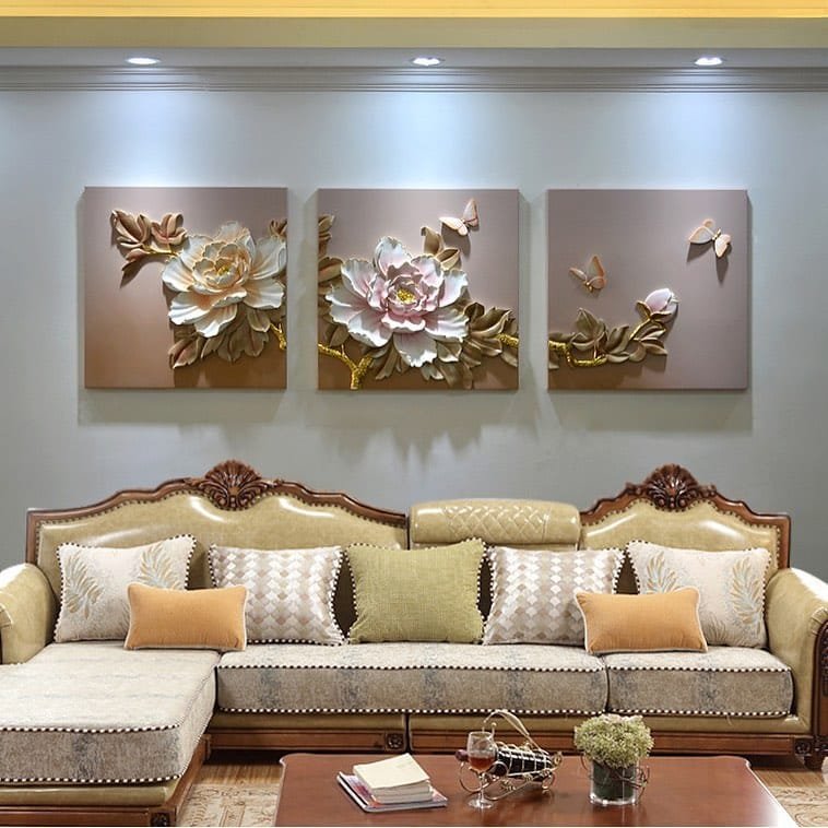 Dimensional Floral Triptych