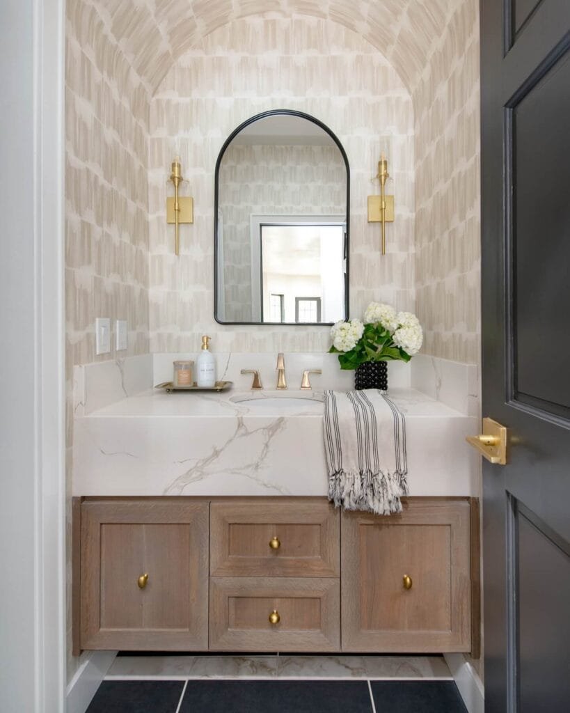Textured wallpaper enhances warmth and elegance in design