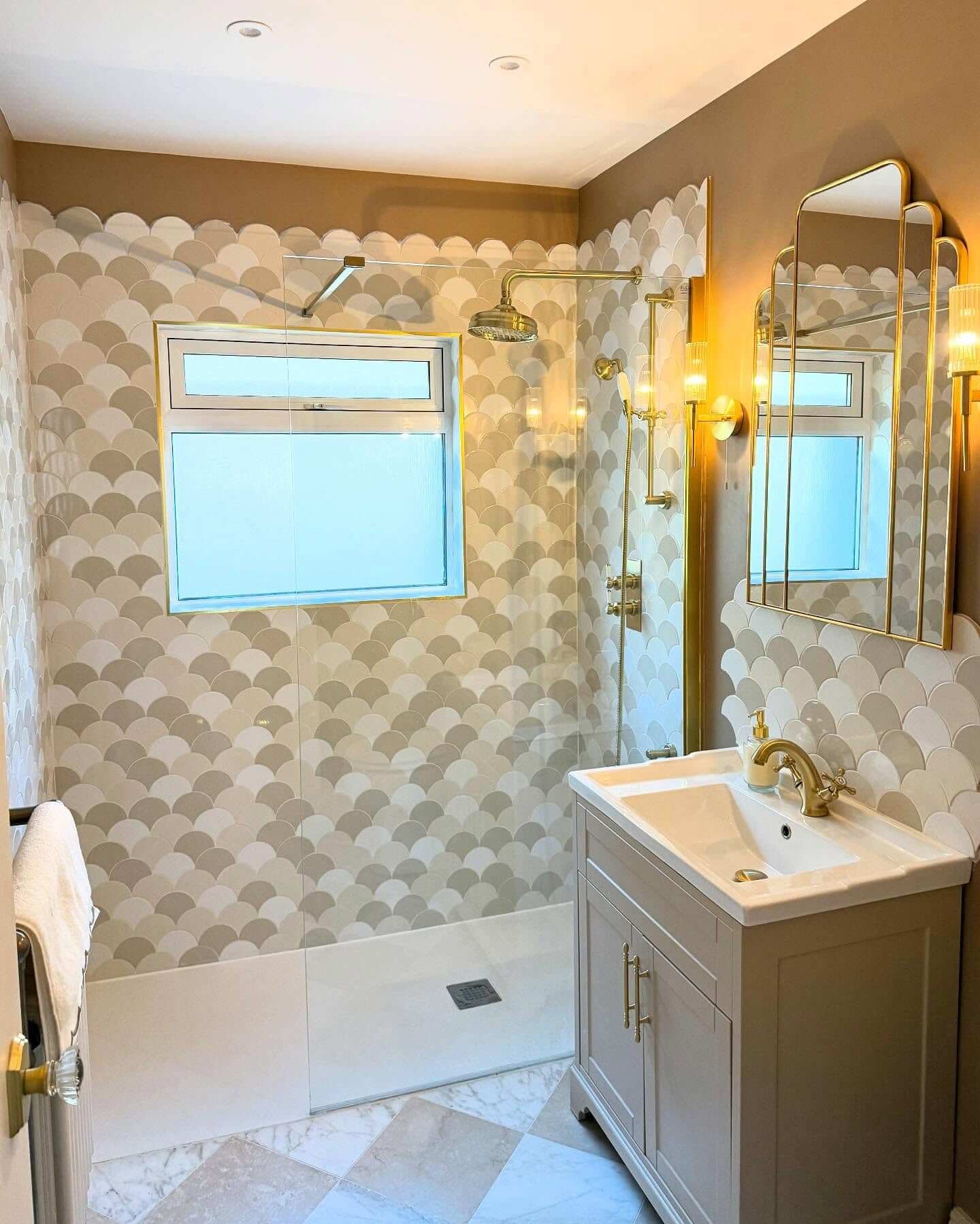 Creating a Serene Bathroom with Soft Tones and Elegant Design