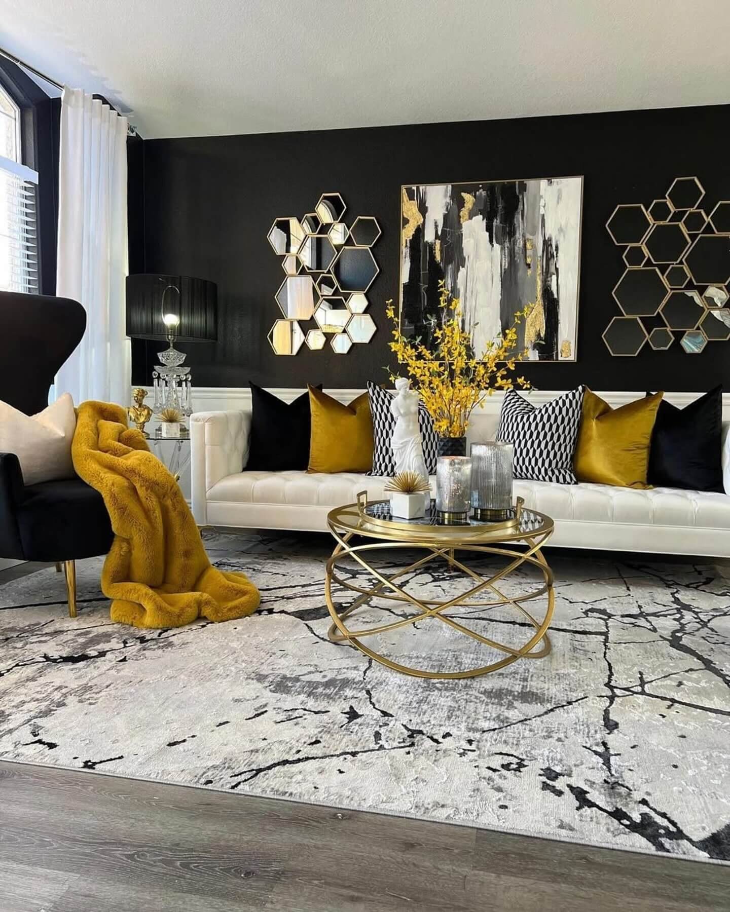Bold Black Walls Enhance a Vibrant Color Palette