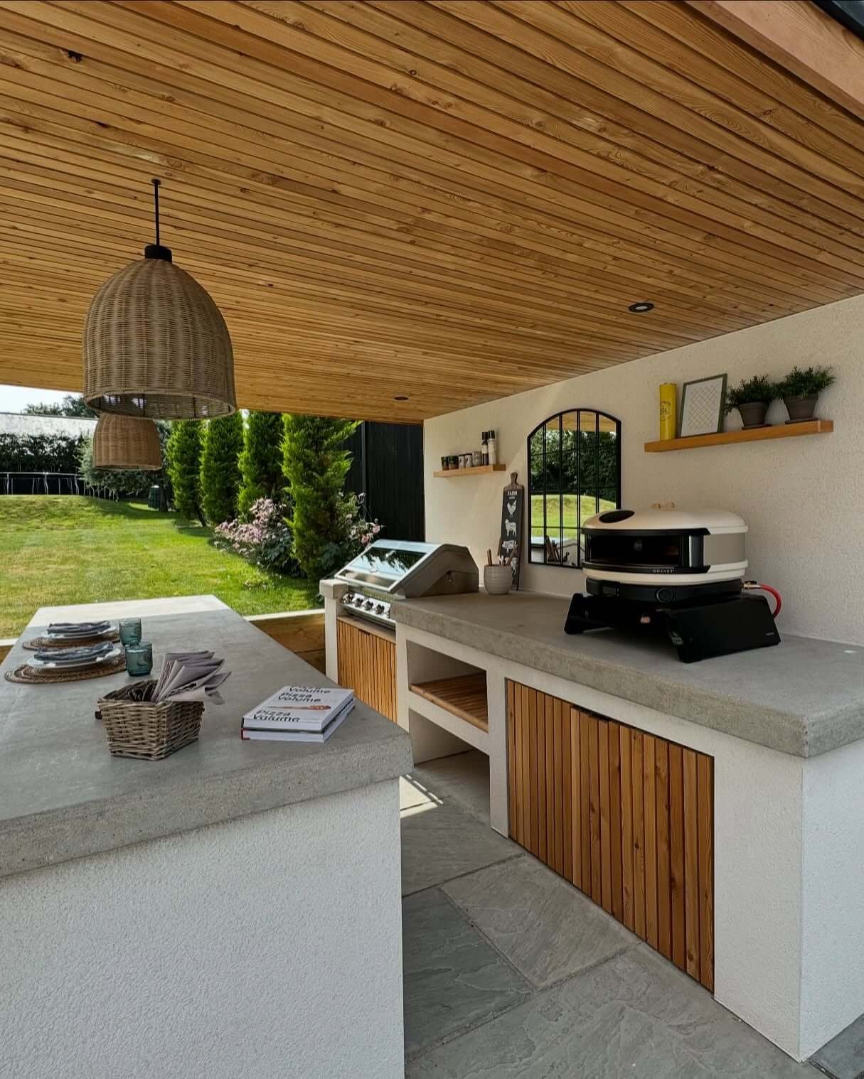 Blend Modern Concrete with Rustic Wood
