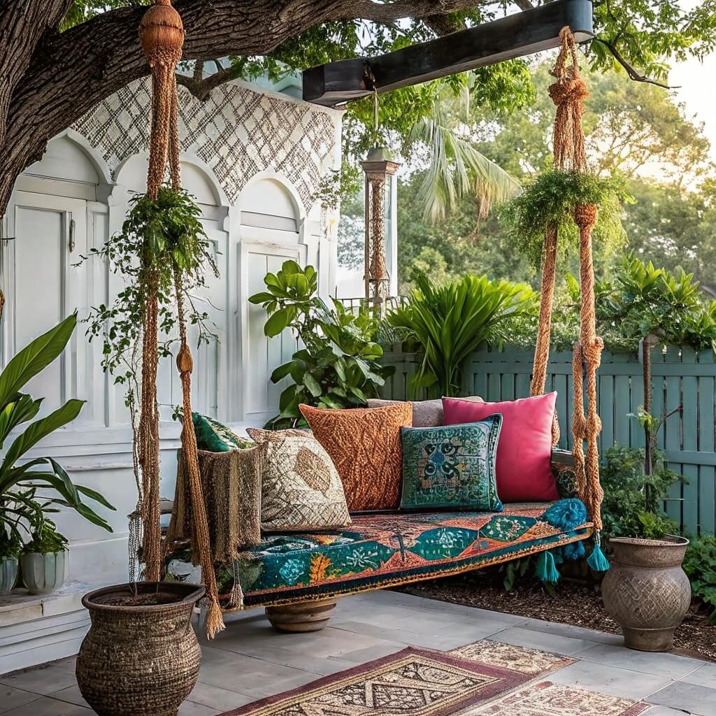 Cozy swing retreat under trees