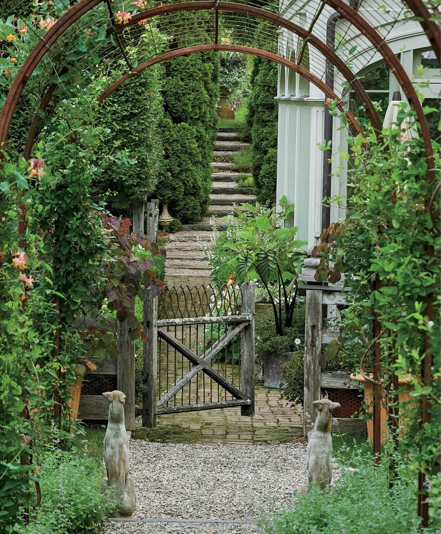 Inviting pathways with lush greenery