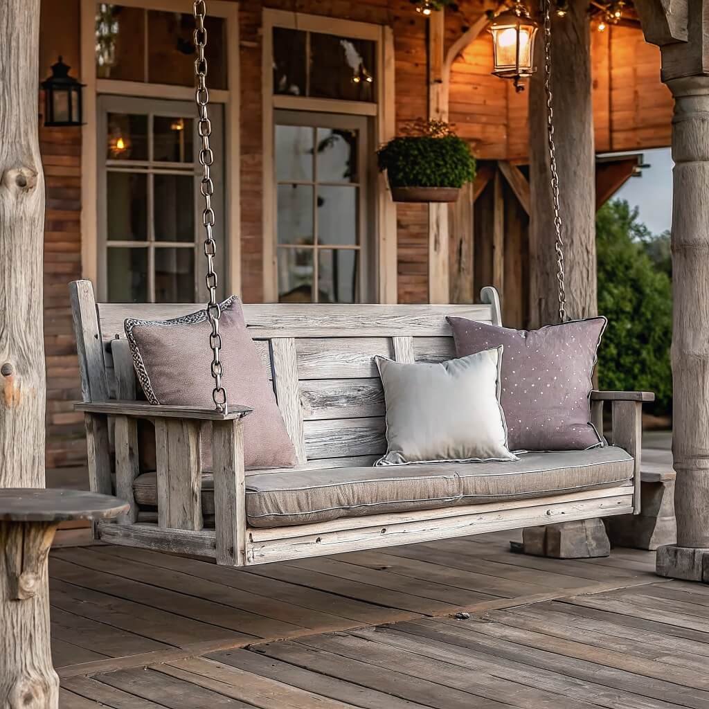 Rustic swing perfection under pergola