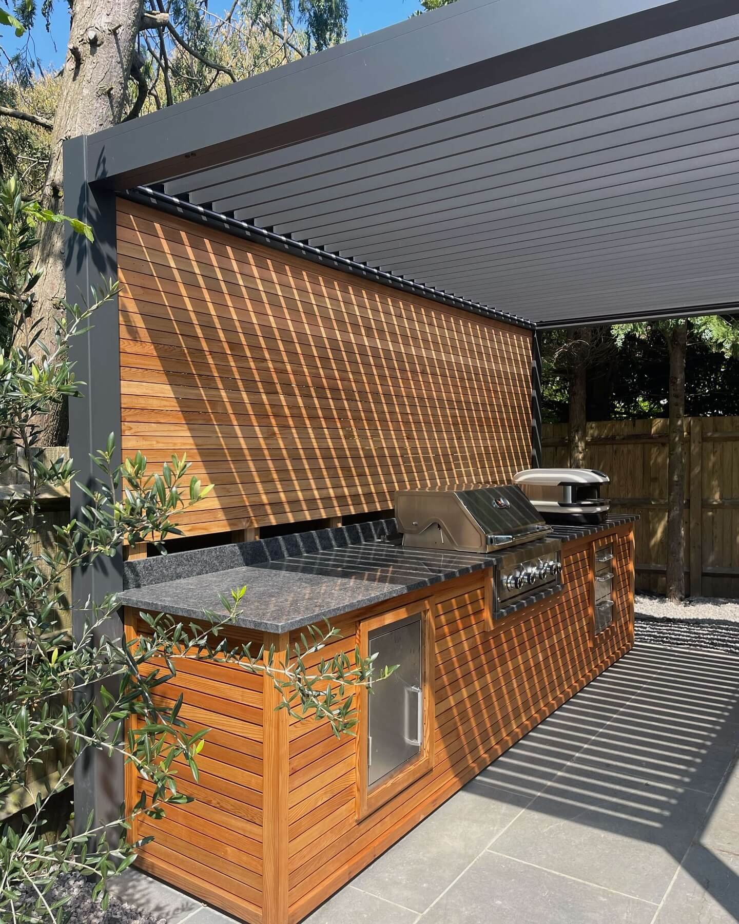 Sleek wood and granite elegance
