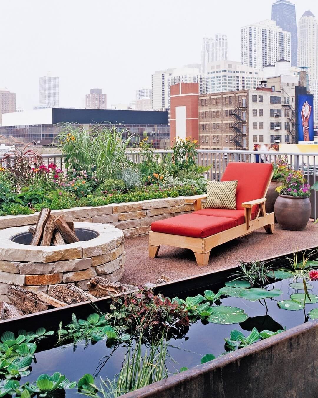 Vibrant seating and serene elements